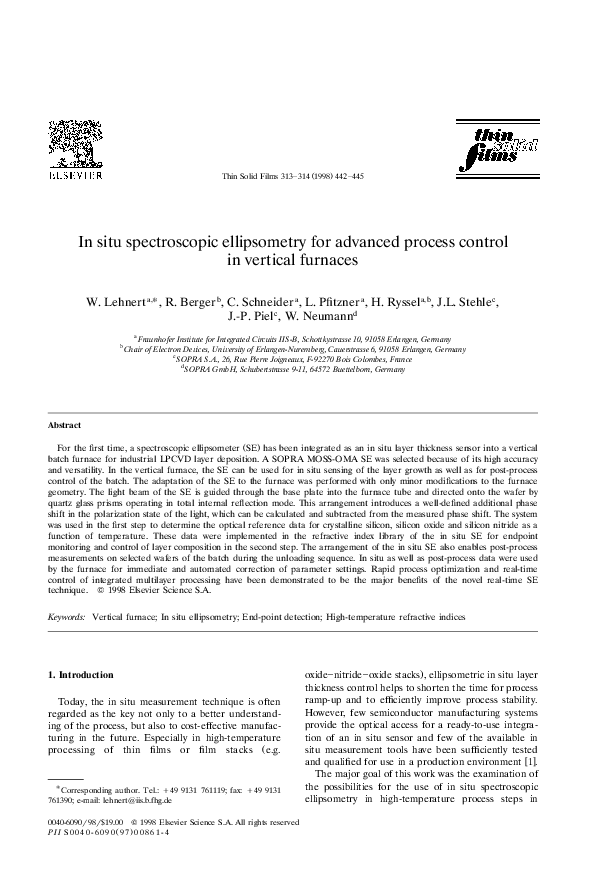 (PDF) In situ spectroscopic ellipsometry for advanced process control ...
