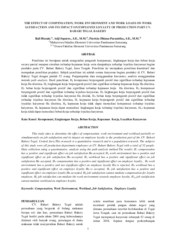 (PDF) The Effect of Compensation, Work Environment and Work Loads on ...