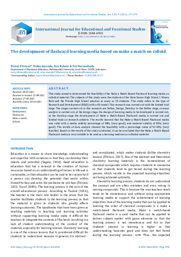 PDF) The development of flashcard learning media based on make a 