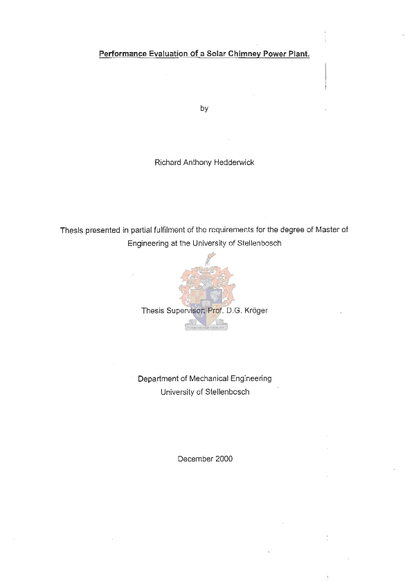 (PDF) Performance Evaluation of a Solar Chimney Power Plant