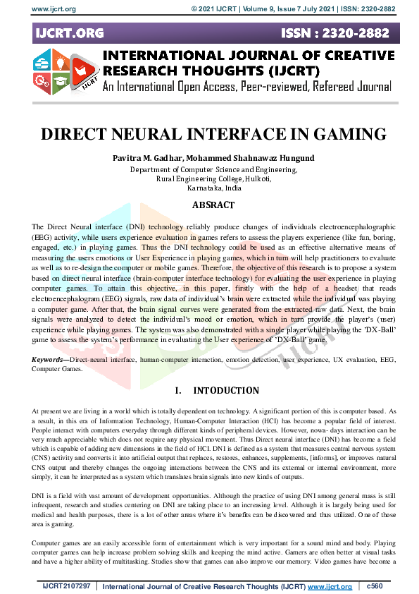 (PDF) Direct Neural Interface in Gaming