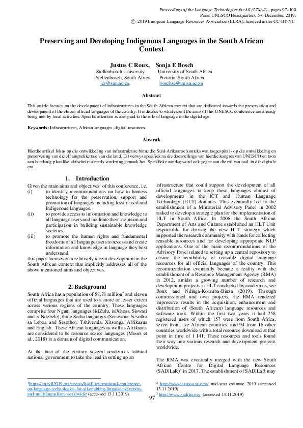 (PDF) Preserving and Developing Indigenous Languages in the South ...