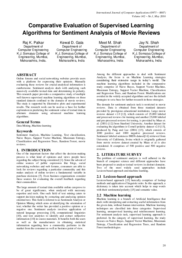 (PDF) Comparative Evaluation of Supervised Learning Algorithms for ...
