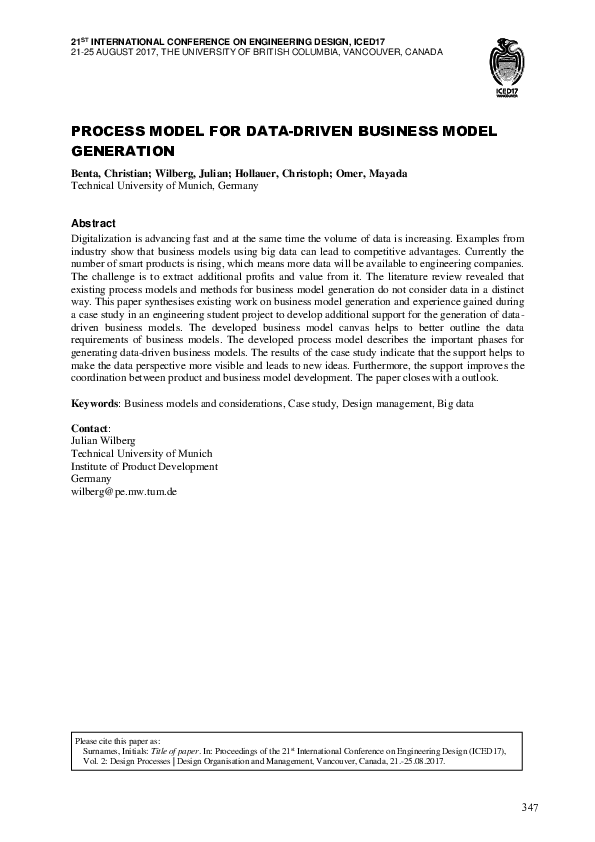 (PDF) Process model for data-driven business model generation