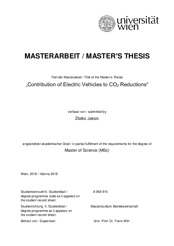 Contribution of electric vehicles to CO2 reductions