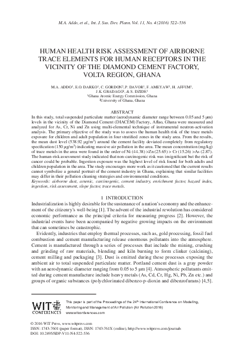 (PDF) Human Health Risk Assessment Of Airborne Trace Elements For Human ...