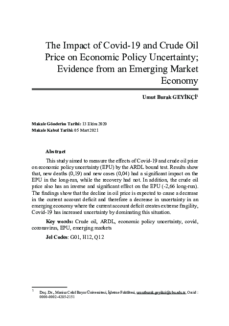 (PDF) The Impact of Covid-19 and Crude Oil Price on Economic Policy ...