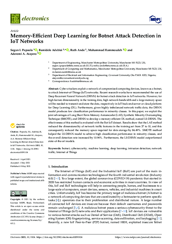 (PDF) Memory-Efficient Deep Learning for Botnet Attack Detection in IoT ...
