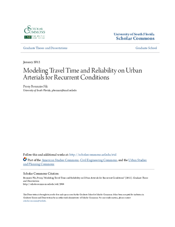 (PDF) Modeling Travel Time and Reliability on Urban Arterials for ...