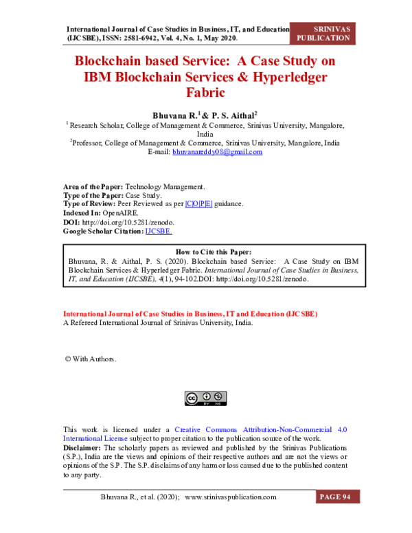 (PDF) Blockchain Based Service: A Case Study on IBM Blockchain Services ...