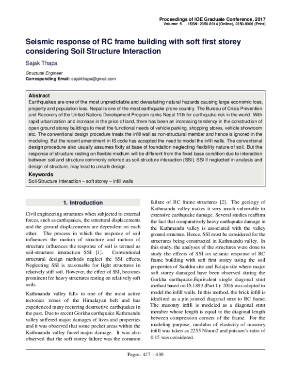 (PDF) Seismic response of RC frame building with soft first storey ...