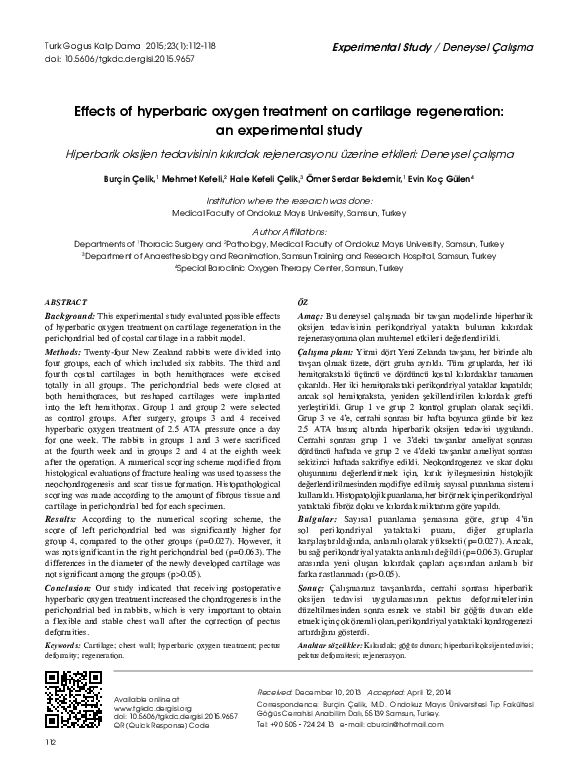 (PDF) Effects of hyperbaric oxygen treatment on cartilage regeneration ...