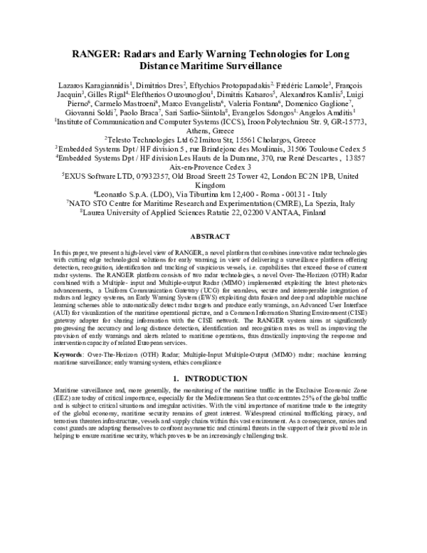 (PDF) RANGER: Radars and Early Warning Technologies for Long Distance ...