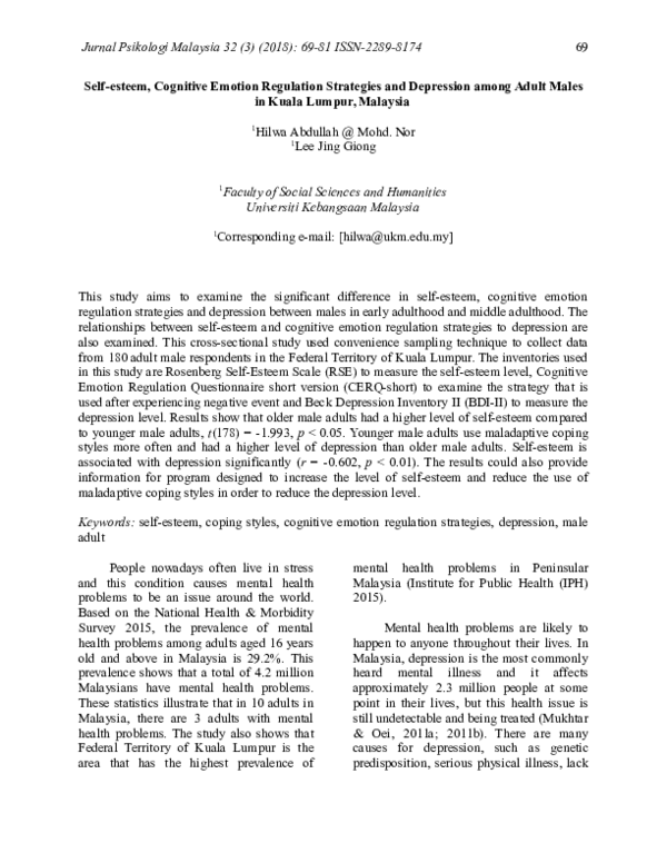 (PDF) Cognitive Emotion Regulation Strategies and Depression among ...