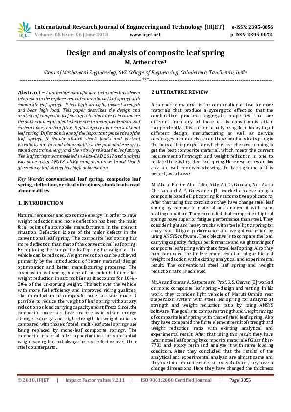 (PDF) Design and analysis of composite leaf spring