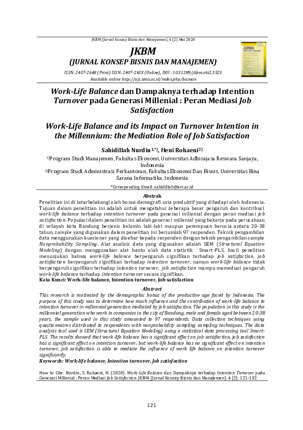 (PDF) Work-Life Balance and its Impact on Turnover Intention in the ...