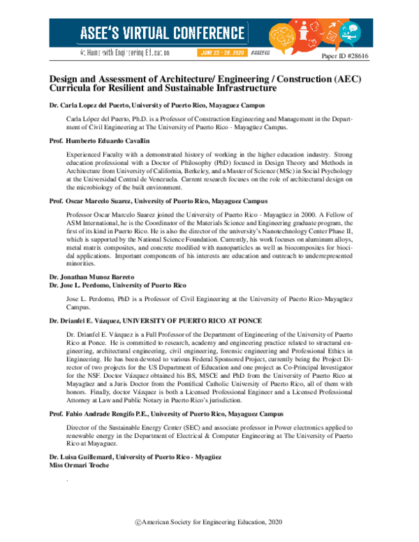 (PDF) Design and Assessment of Architecture/Engineering/Construction ...