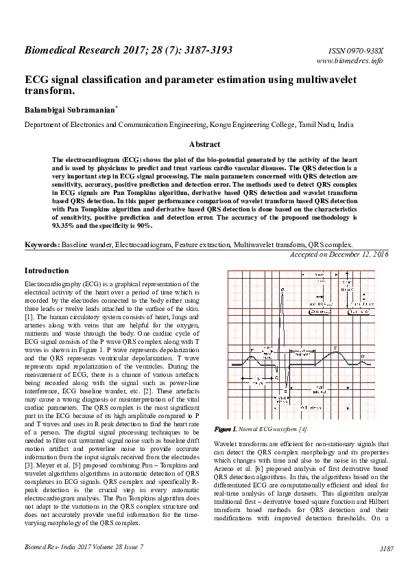 (PDF) ECG signal classification and parameter estimation using ...
