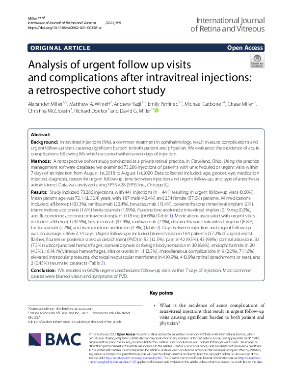 (PDF) Analysis of urgent follow up visits and complications after ...