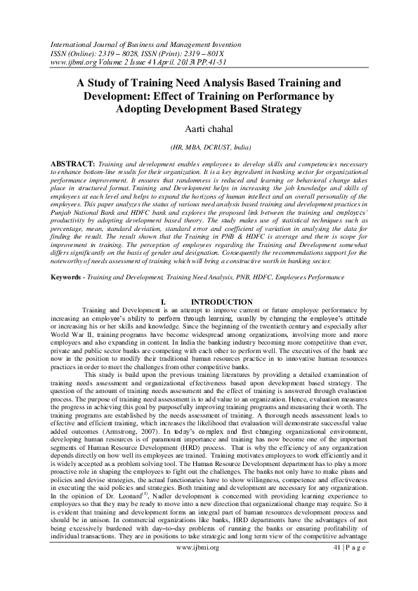(PDF) A Study of Training Need Analysis Based Training and Development ...