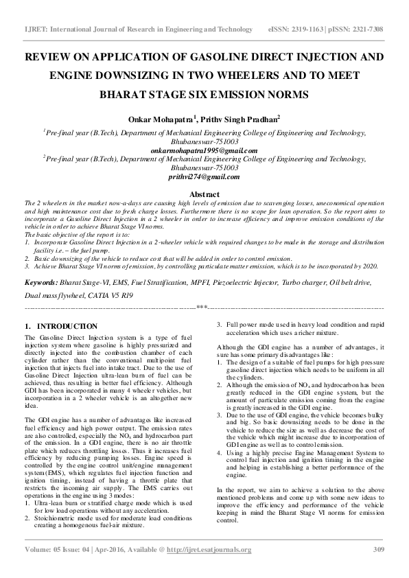 (PDF) Review on Application of Gasoline Direct Injection and Engine ...
