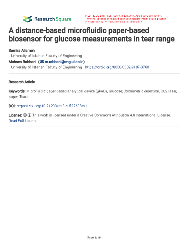 (PDF) A distance-based microfluidic paper-based biosensor for glucose ...