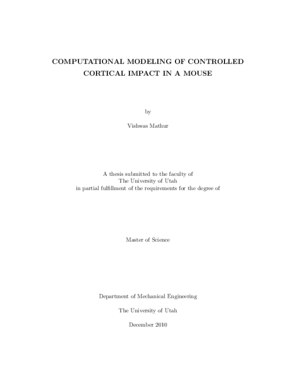 (PDF) Computational modeling of controlled cortical impact in a mouse