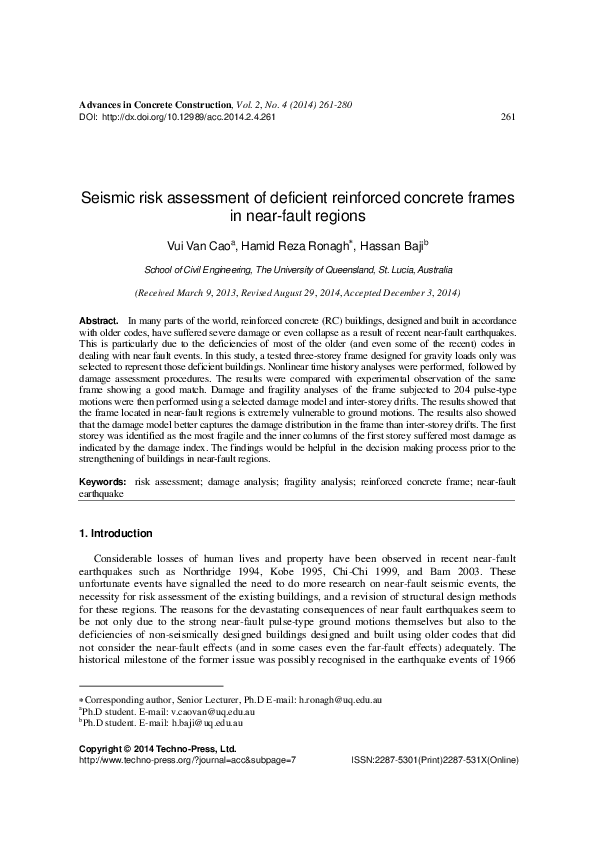 (PDF) Seismic risk assessment of deficient reinforced concrete frames ...