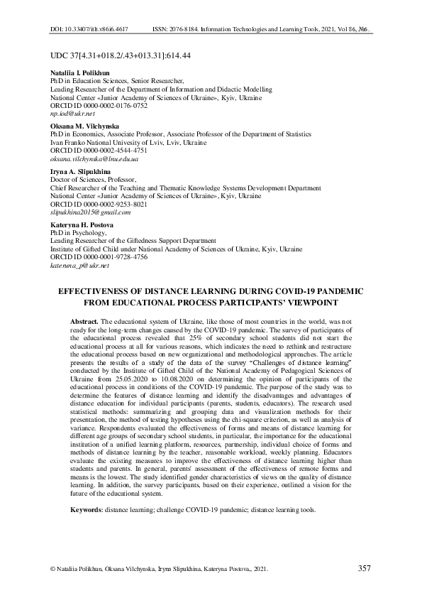 (PDF) Effectiveness of Distance Learning During COVID-19 Pandemic from ...