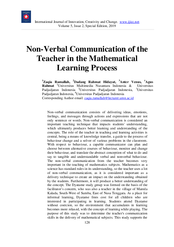 (PDF) Non-Verbal Communication of the Teacher in the Mathematical ...
