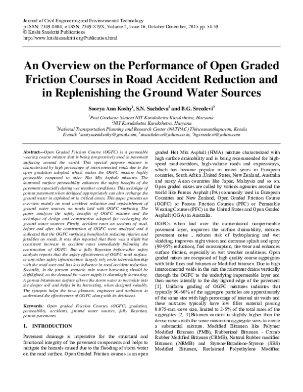 (PDF) An Overview on the Performance of Open Graded Friction Courses in ...