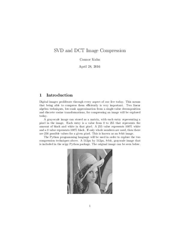 (PDF) SVD and DCT Image Compression