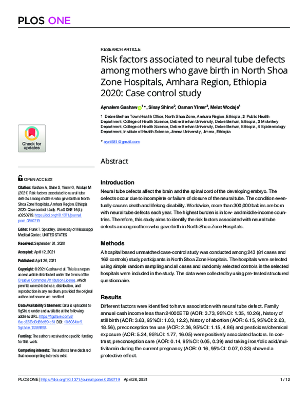 (PDF) Risk factors associated to neural tube defects among mothers who ...