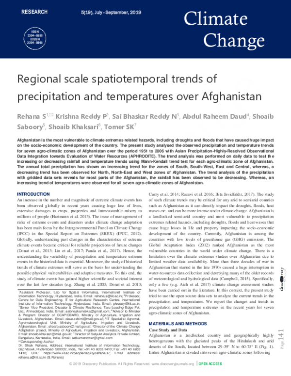 (PDF) Regional scale spatiotemporal trends of precipitation and ...