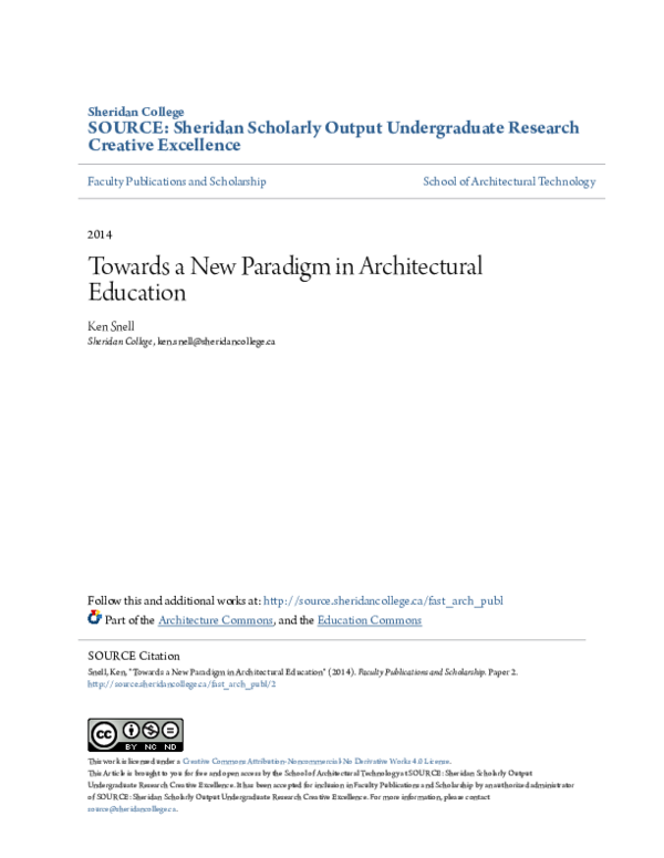 (PDF) Towards a New Paradigm in Architectural Education