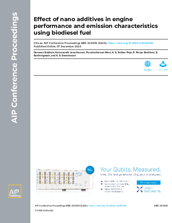 (PDF) Effect of nano additives in engine performance and emission ...