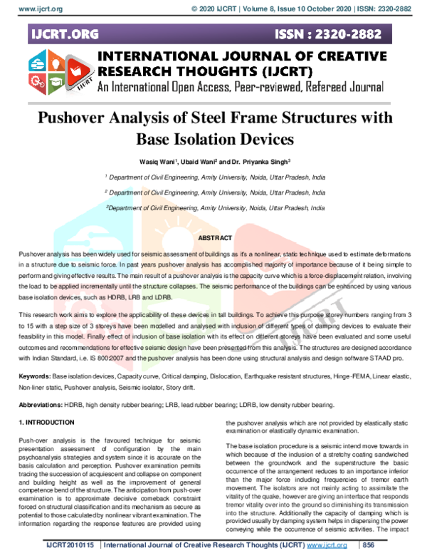 (PDF) Pushover Analysis of Steel Frame Structures with Base Isolation ...