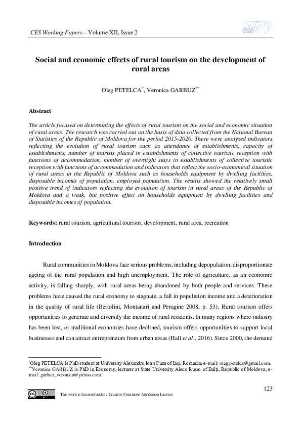 (PDF) Social and economic effects of rural tourism on the development ...