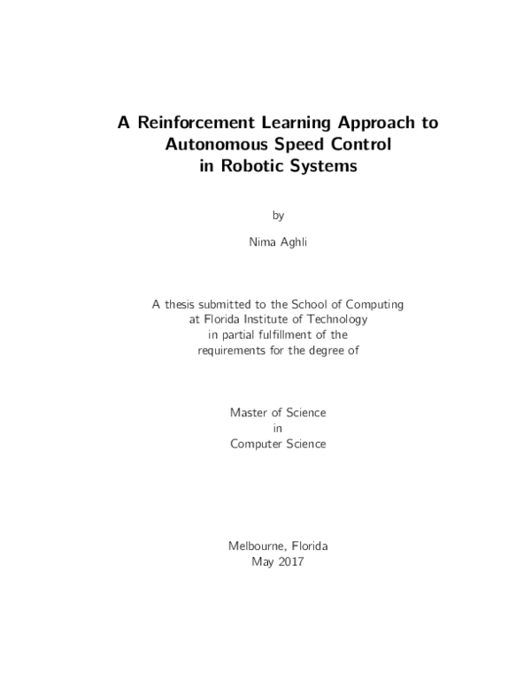 (PDF) A Reinforcement Learning Approach to Autonomous Speed Control in ...