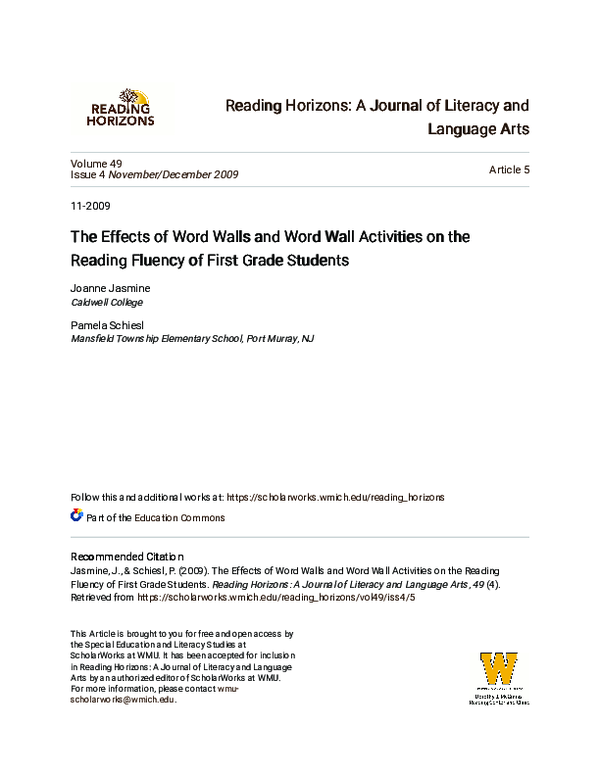 (PDF) The Effects of Word Walls and Word Wall Activities on the Reading ...