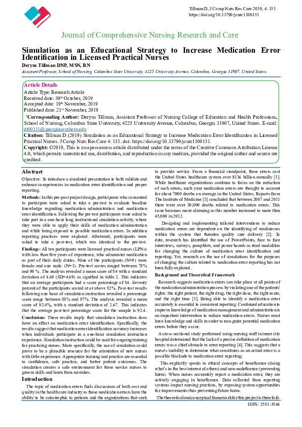 (PDF) Simulation as an Educational Strategy to Increase Medication ...