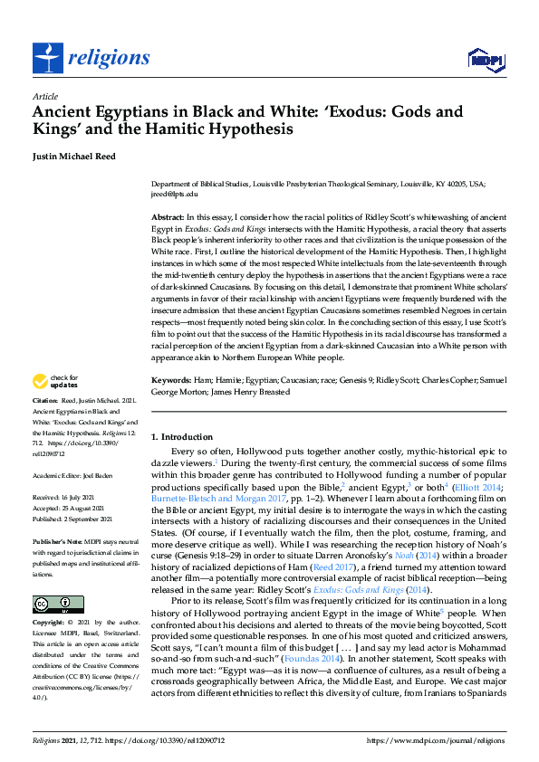(PDF) Ancient Egyptians in Black and White: 'Exodus: Gods and Kings ...
