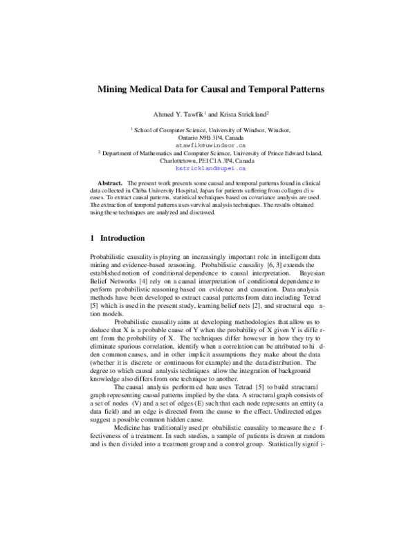 (PDF) Mining Medical Data for Causal and Temporal Patterns