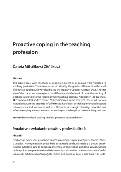 (PDF) Proactive coping in the teaching profession