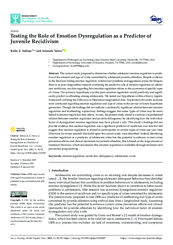 (PDF) Testing the Role of Emotion Dysregulation as a Predictor of ...