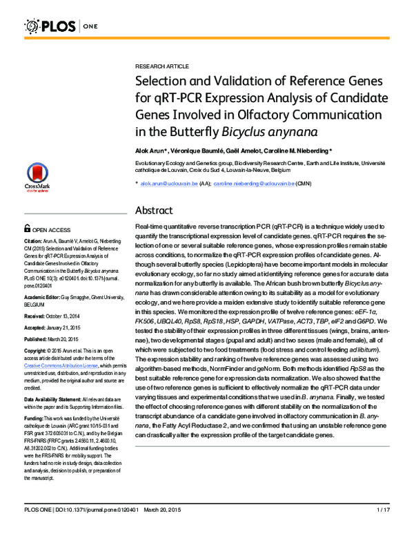 (PDF) Selection and Validation of Reference Genes for qRT-PCR ...