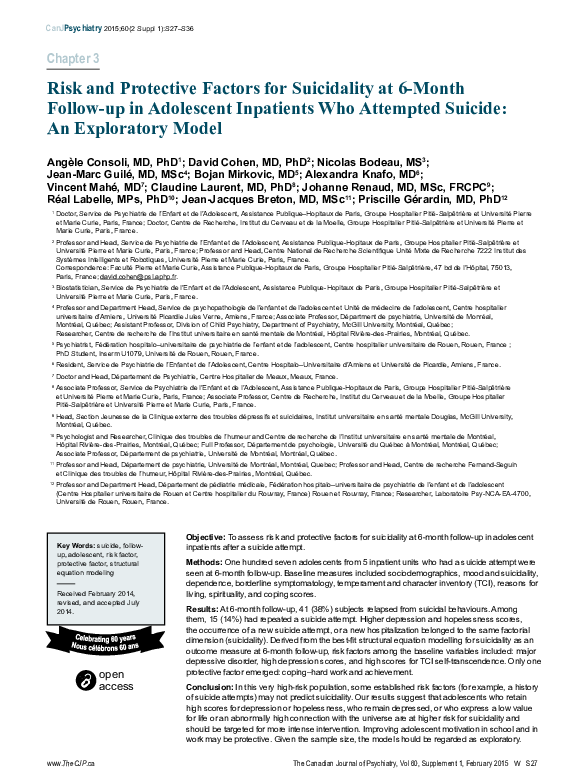 (PDF) Risk and Protective Factors for Suicidality at 6-Month Follow-up ...