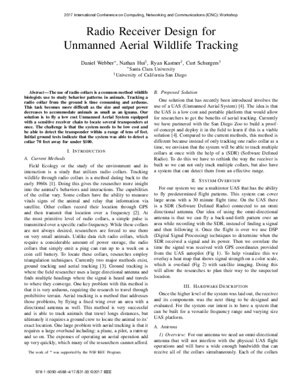 (PDF) Radio receiver design for Unmanned Aerial wildlife tracking