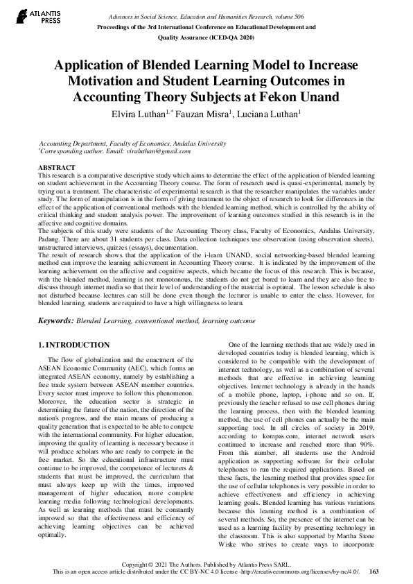 (PDF) Application of Blended Learning Model to Increase Motivation and ...