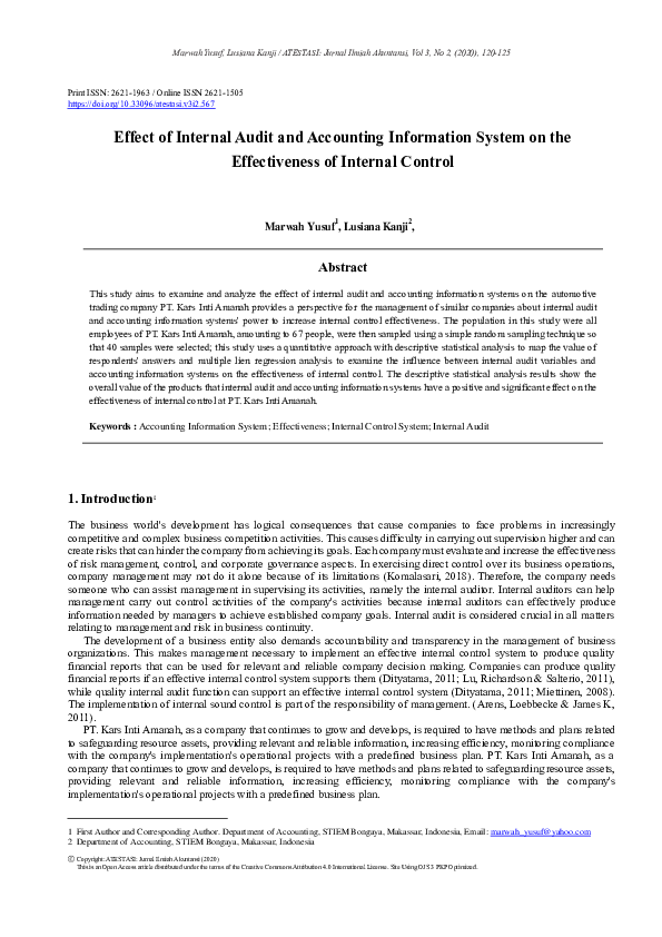 (PDF) Effect of Internal Audit and Accounting Information System on the ...